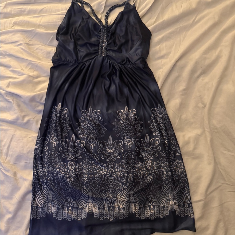 Elegant Blue Dress with braided cut out